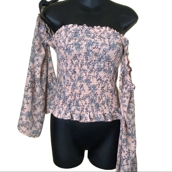Parisian Sexy Floral Shirred Off Shoulder Top Size 14 - Picture 4 of 13